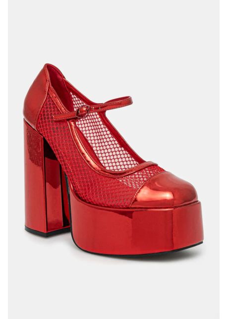 Koi footwear pumps x rocky horror show regular frankie fan fishnet culoarea rosu cu toc drept regular frankie fan fishnet