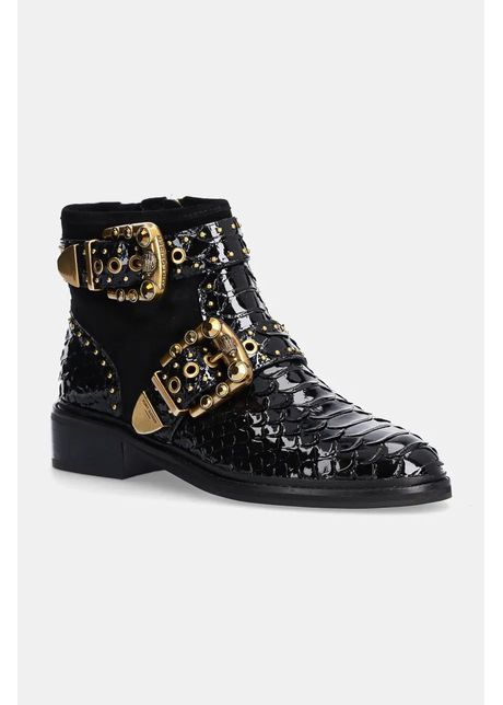 Kurt geiger london cizme de piele maddox ankle bootie femei culoarea negru cu toc plat 3481105219