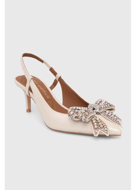 Kurt geiger london stilettos de piele belgravia bow sling culoarea bej 621744109