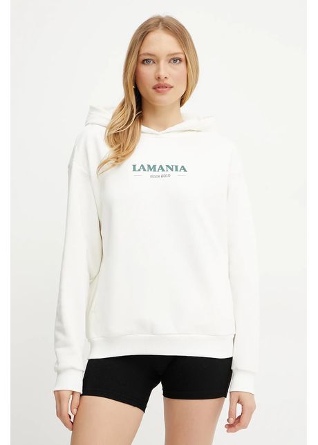 La mania bluz femei culoarea bej cu glug cu imprimeu vesna