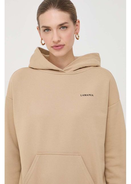 La mania bluza femei culoarea bej cu glug cu imprimeu