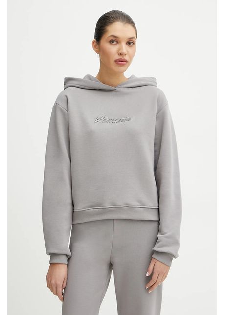La mania bluza femei culoarea gri cu glug neted romina