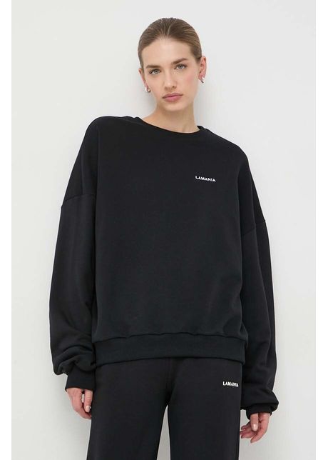La mania bluza femei culoarea negru cu glug cu imprimeu