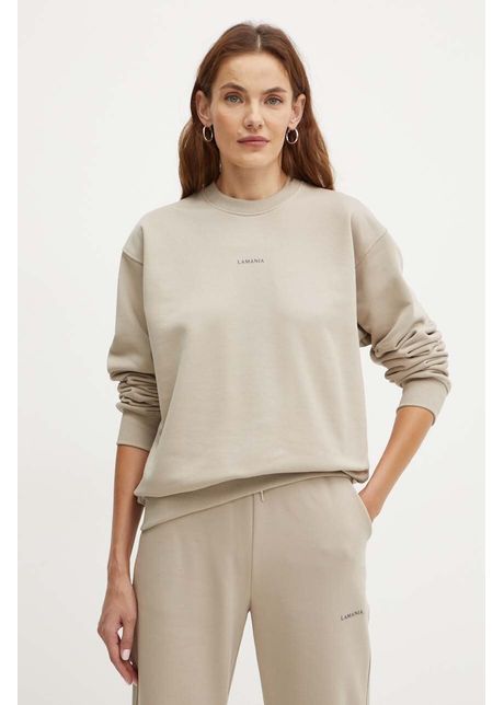 La mania bluza pl femei culoarea bej cu imprimeu home