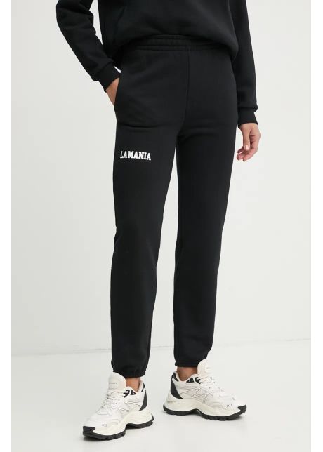 La mania pantaloni de trening femei culoarea negru cu imprimeu soul