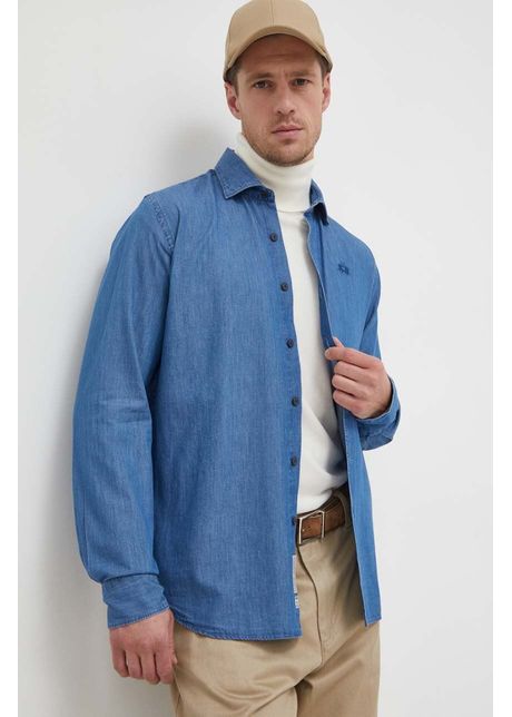 La Martina camasa jeans barbati, cu guler clasic, regular