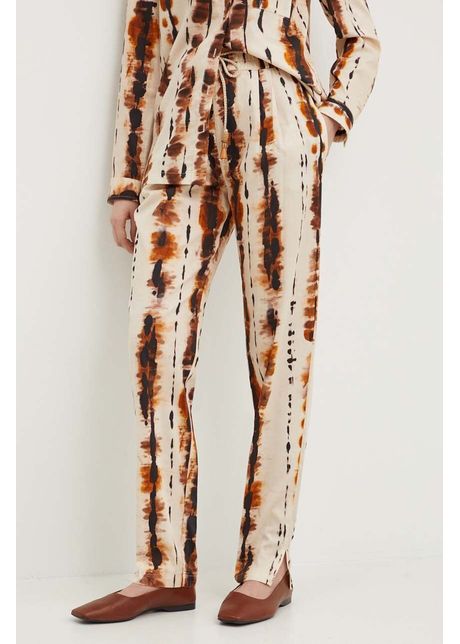 La petite fran aise pantaloni de bumbac pendule culoarea bej mulata high waist