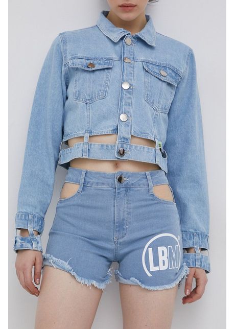 Labellamafia pantaloni scurti jeans femei cu imprimeu high waist