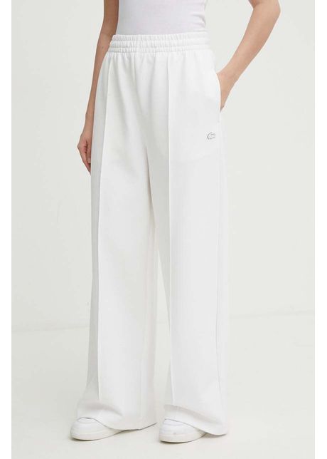 Lacoste pantaloni de trening culoarea alb neted