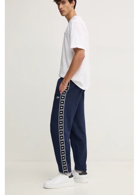 Lacoste pantaloni de trening culoarea albastru marin cu imprimeu