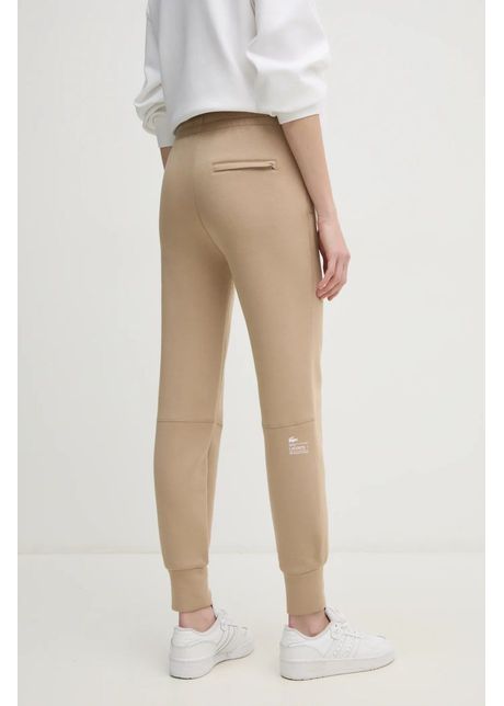 Lacoste pantaloni de trening culoarea bej neted