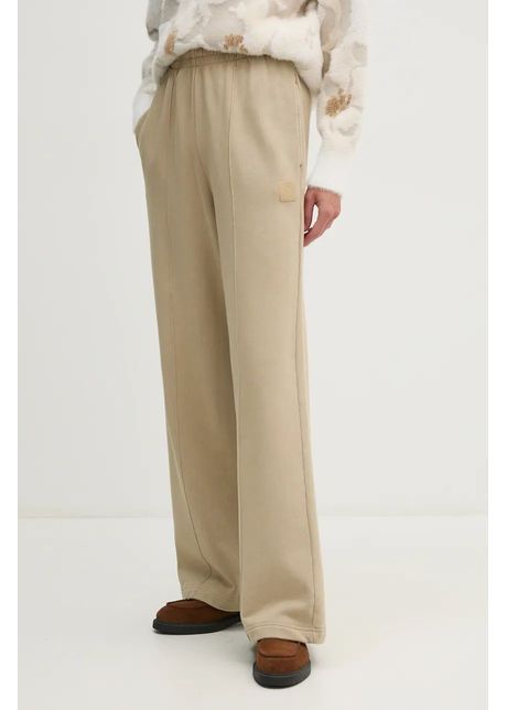 Lacoste pantaloni de trening din bumbac culoarea bej neted xf2657