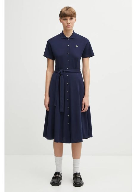 Lacoste rochie din bumbac culoarea bleumarin, mini, evazată, EF9621
