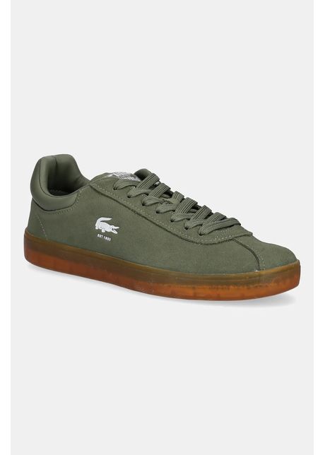 Lacoste sneakers din piele intoars baseshot culoarea verde 49sma0133