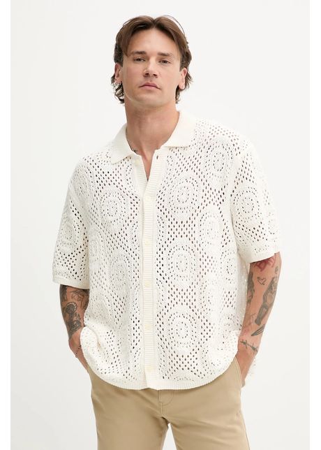 Levi s cardigan din bumbac sweater camp shirt culoarea bej 0013g