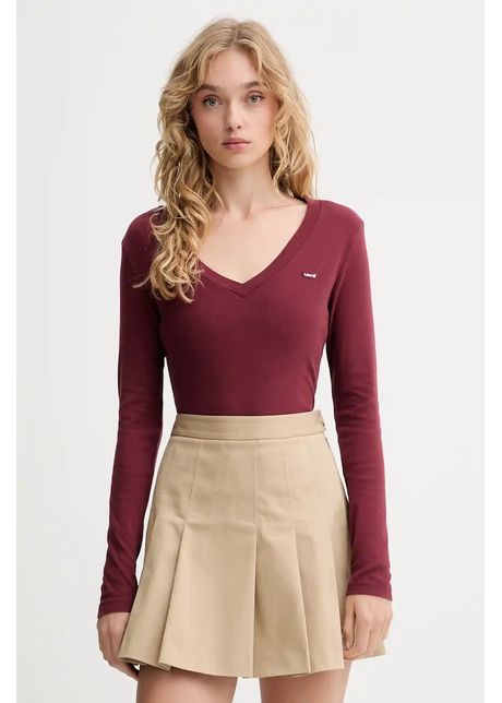 Levi's longsleeve din bumbac culoarea rosu, A9330