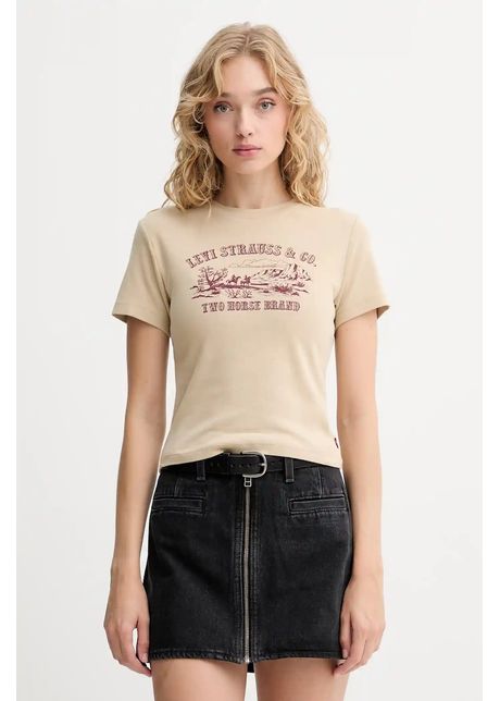 Levi's tricou din bumbac culoarea bej, A8798