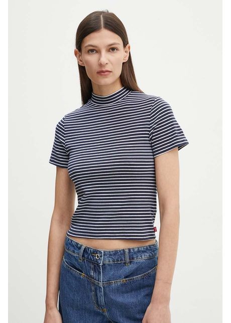 Levi s tricou femei culoarea albastru marin cu turtleneck 001ms