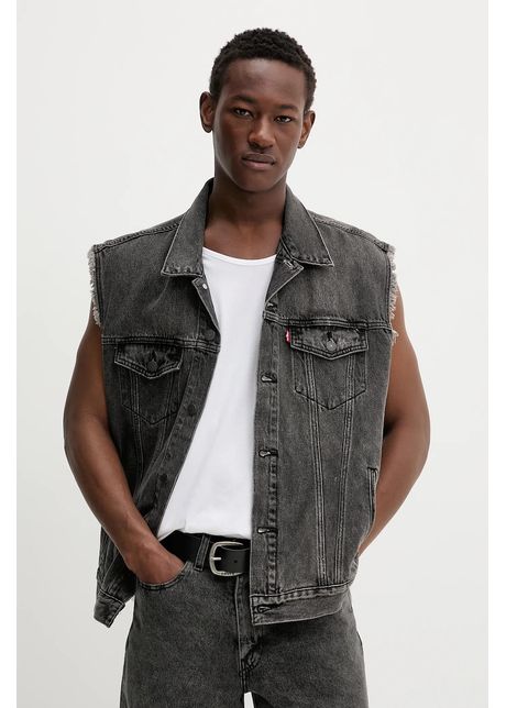 Levi s vest din denim relaxed trucker vest culoarea gri de tranzitie a5789