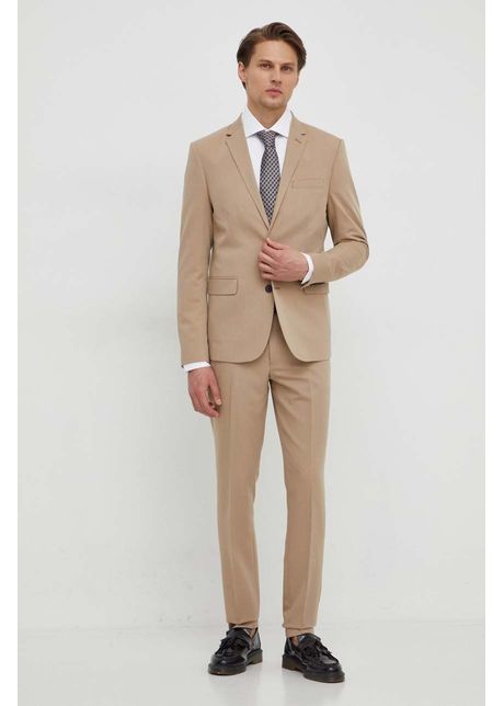 Lindbergh costum barbati culoarea bej neted