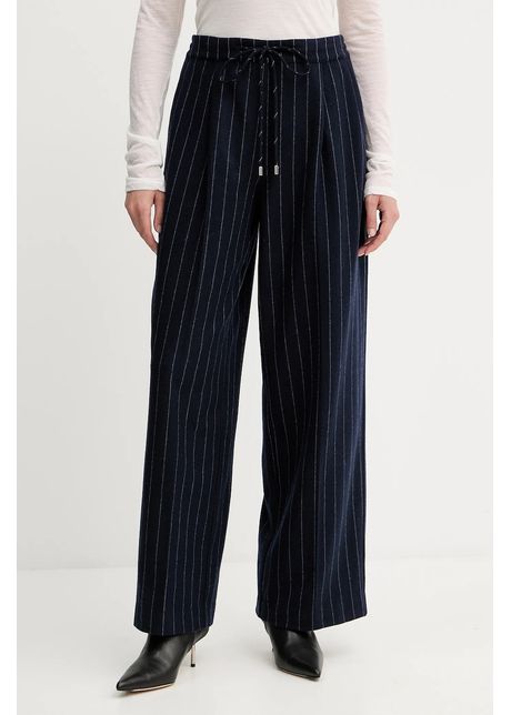 Liviana Conti pantaloni culoarea albastru marin, lat, high waist, F5WL32