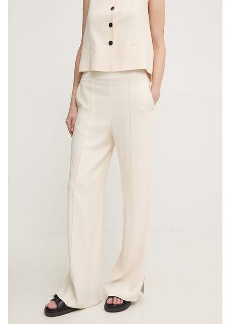 Liviana conti pantaloni femei culoarea bej lat high waist f4ws46
