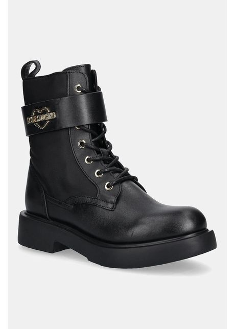 Love Moschino botine culoarea negru, cu toc plat, JA24024G1NIN100A