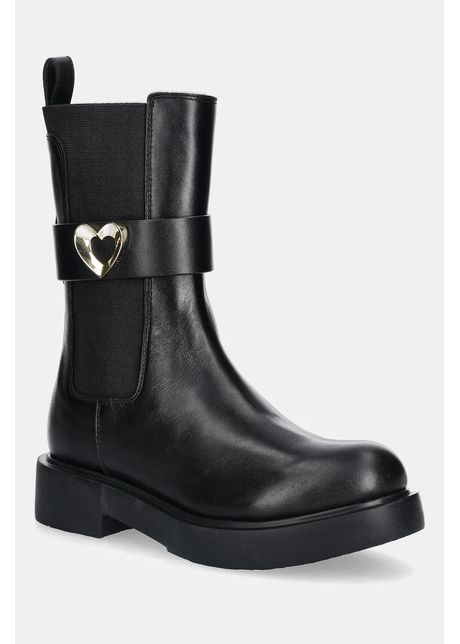 Love Moschino cizme de piele culoarea negru, cu toc plat, JA24044G1NIA0000