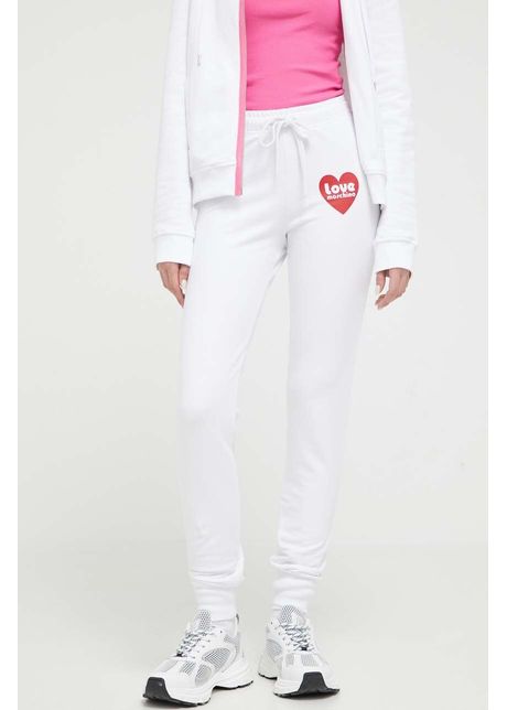 Love moschino pantaloni de trening culoarea alb cu imprimeu