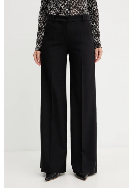 Luisa Spagnoli pantaloni de lână culoarea negru, lat, high waist, 542476