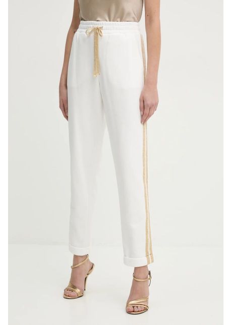 Luisa spagnoli pantaloni de trening ocride culoarea alb cu imprimeu 541456