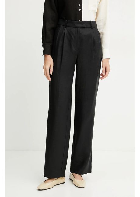 Luisa spagnoli pantaloni din in femei culoarea negru drept high waist 542054