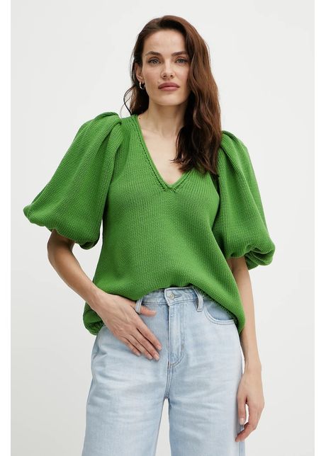 Luisa spagnoli pulover de bumbac culoarea verde 100033