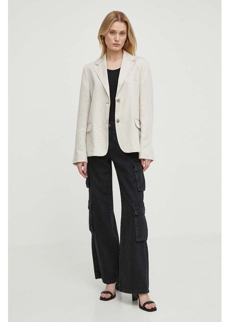 Marc o polo blazer din amestec de in culoarea gri un singur rand de nasturi neted