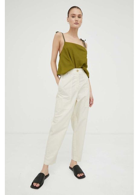 Marc o polo pantaloni femei culoarea bej drept high waist