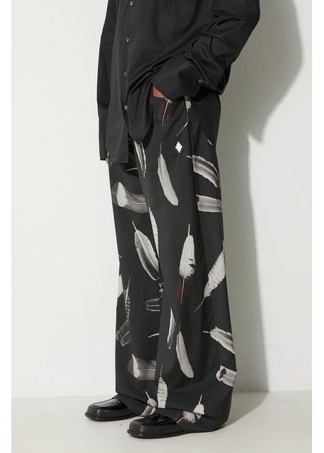 Marcelo burlon pantaloni de l n aop wind feathers culoarea negru drept