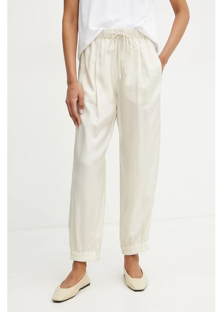 Marella pantaloni de m tase abetaia femei culoarea bej high waist 2513131095200