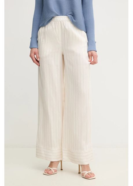 Marella pantaloni din amestec de in coccio femei culoarea bej lat high waist 2513131134200