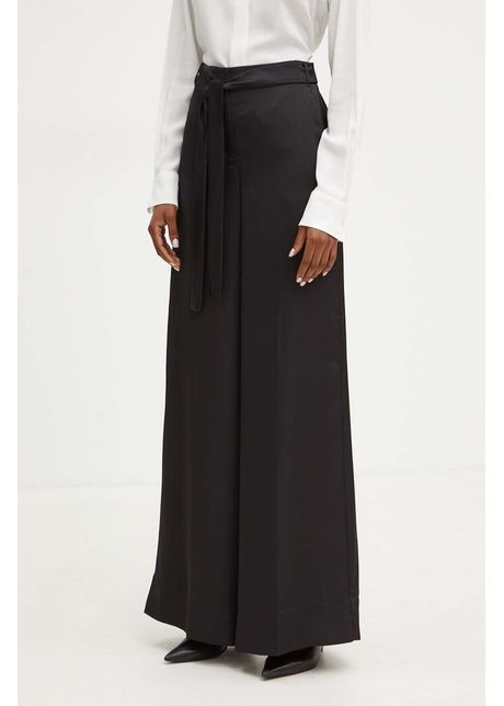 Marella pantaloni femei culoarea negru lat high waist 2423136341200