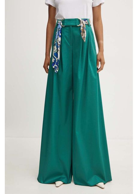 Marella pantaloni femei culoarea verde lat high waist 2423136021200