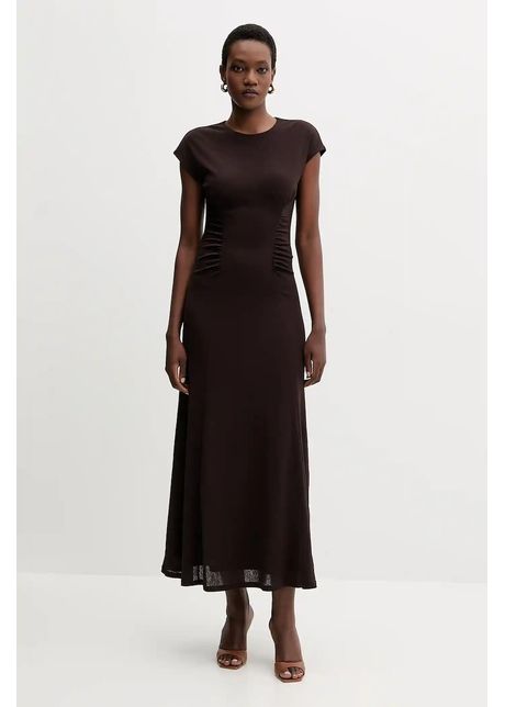 Marella rochie culoarea maro, maxi, evazati, 2523626024200