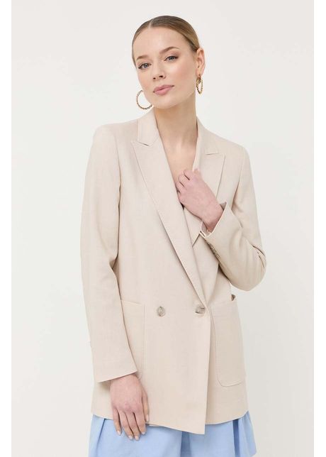 Marella sacou culoarea bej cu doua randuri de nasturi neted