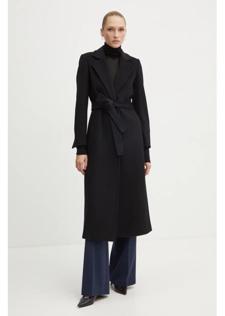 Max co palton de lana culoarea negru de tranzitie desfacut 2418011034200