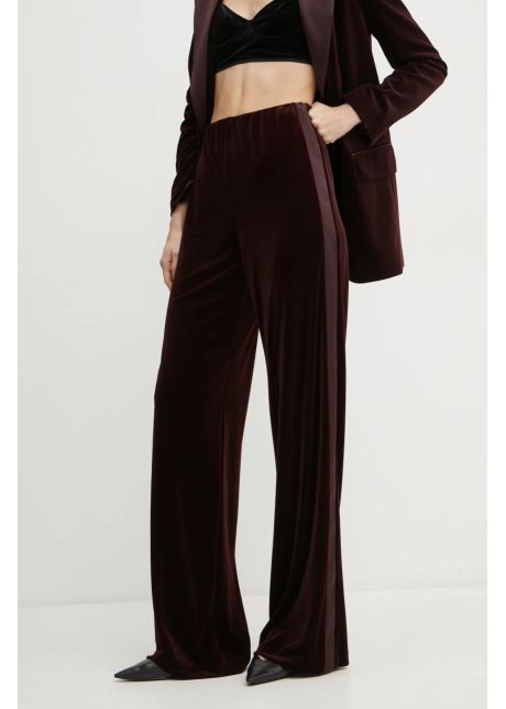 Max co pantaloni de trening din velur culoarea bordo neted 2426786015200