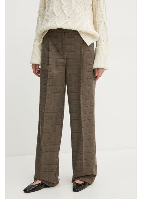 Max co pantaloni femei culoarea maro drept high waist 2426136033200
