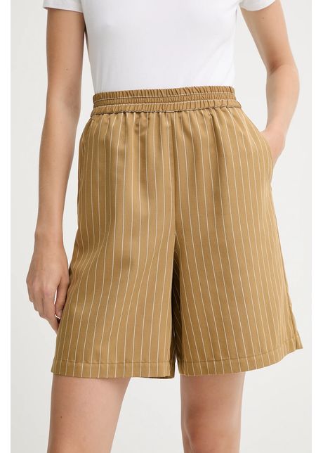 MAX&Co. pantaloni scurți culoarea maro, cu model, high waist, 2526146051200