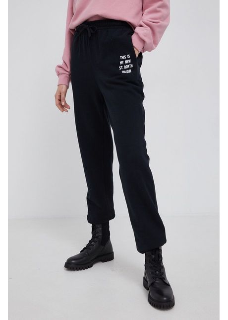 Mc2 saint barth pantaloni de bumbac femei culoarea negru material neted