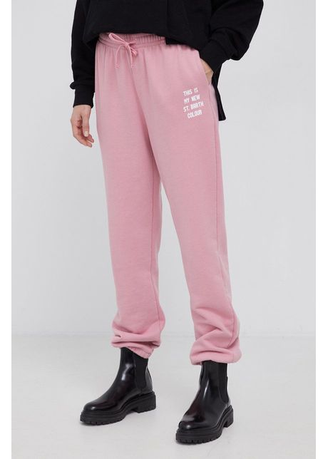 Mc2 saint barth pantaloni de bumbac femei culoarea roz material neted