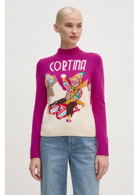 Mc2 saint barth pulover femei culoarea roz cu turtleneck