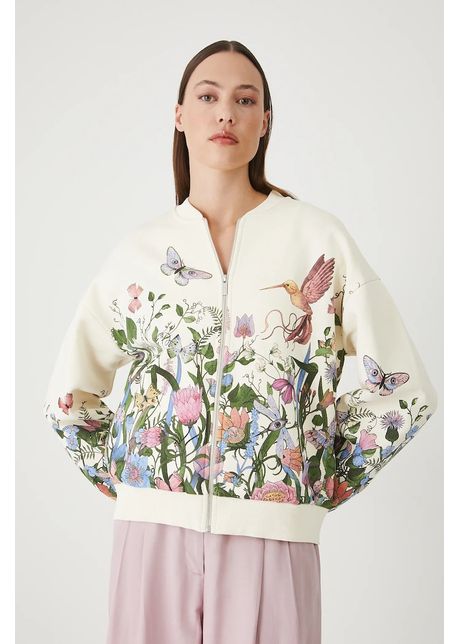 Medicine bluza culoarea bej cu imprimeu